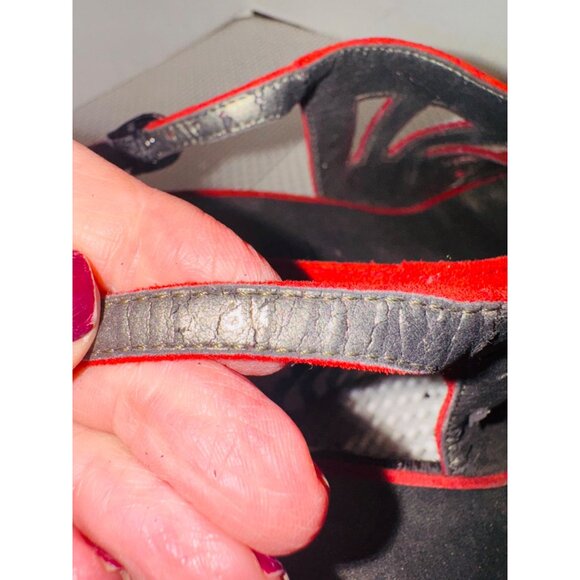 Vaneli Red Suede Open-Toe Zebra Wedge Heel Sandals Cut-Out 8 Glam City Mob wife - Picture 4 of 10